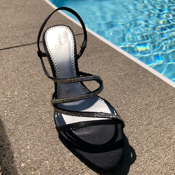 Black & Silver Sparkle Sandal Heels - Picture 10 of 11